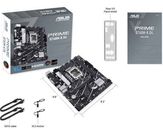  MB s1700 ASUS PRIME B760M-K D4 mATX 2xDDR4 PCIEx16 2xPCIEx1 2xM.2 HDMI VGA 2.5GLAN (90MB1DS0-M0EAY0) 