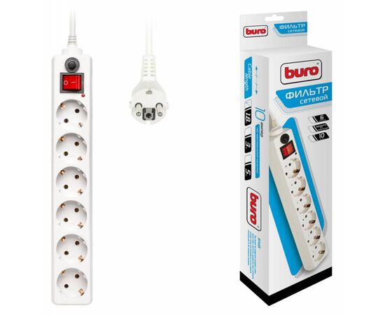  Сетевой фильтр Buro 600SH-1.8-W 1.8м (6 розеток) белый 