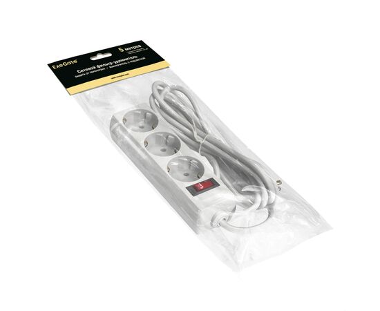  Сетевой фильтр ExeGate SP-3-5W (EX221184RUS) 3 розетки, 5м, евровилка, белый 