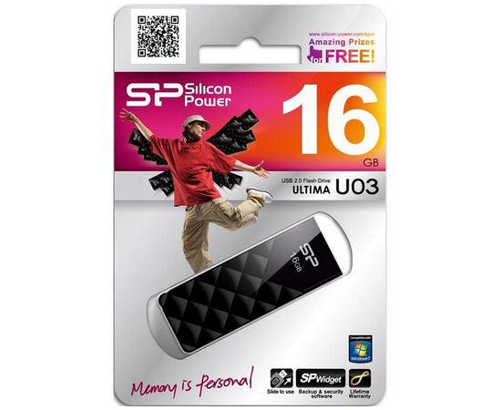  Flash Drive 16G USB 2.0 SiliconPower Ultima U03 Black (SP016GBUF2U03V1K) 