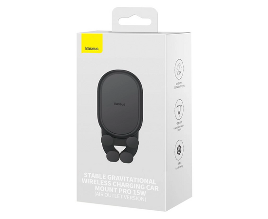  Автодержатель с беспроводной зарядкой Baseus Stable Gravitational Wireless Charging Car Mount Pro 15W (Air Outlet Version) SUWX030001 (Black) 