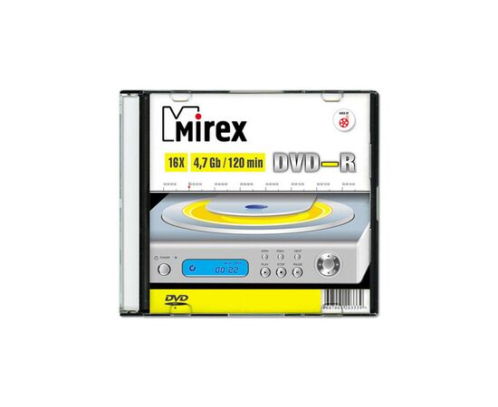  Диск DVD-R Mirex 4.7 Gb, 16x, Slim Case (1) 
