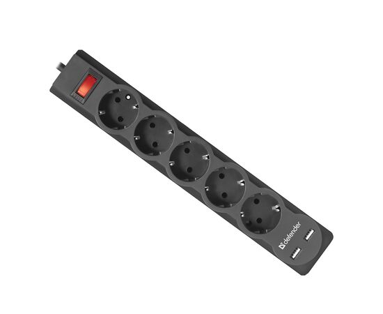  Сетевой фильтр Defender DFS 753, 5 розеток, 3 м (black)(133971) 