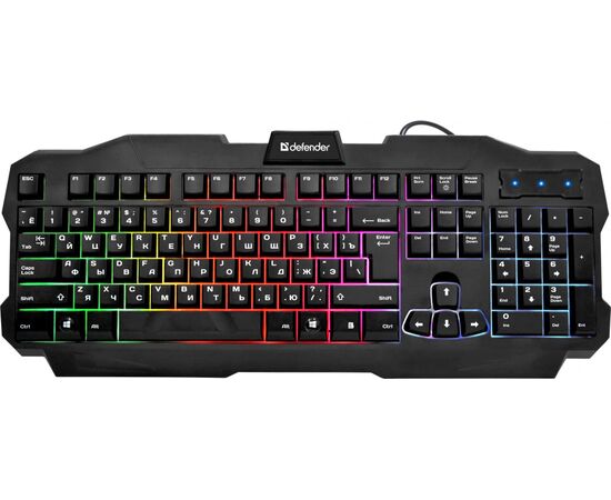  Клавиатура DEFENDER Ultra HB-330L, мультимедиа, подсветка, USB (45330) черный 