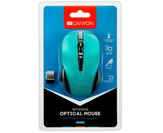 Мышь беспроводная CANYON CNE-CMSW1GR Green 1200dpi, 3кн. 