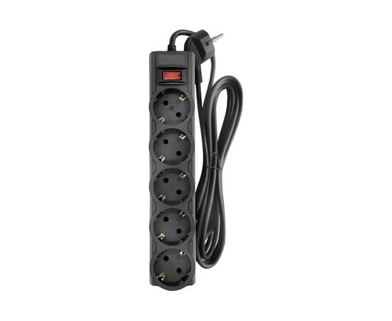  Сетевой фильтр CBR CSF 2505-5.0 Black PC, 5 евророзеток, длина 5 метров, чёрный 