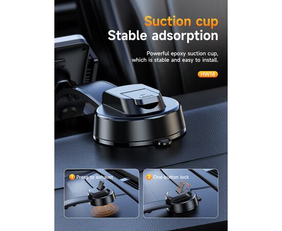  Автомобильный держатель HOCO HW14 Speed wireless fast charging car holder(center console) (черный, металик, серый) 