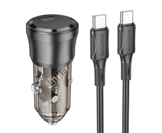  АЗУ 1Type-C 3.0A PD20W+QC3.0 быстрая зарядка для Type-C Type-C Borofone BZ24 (Transparent Black) 