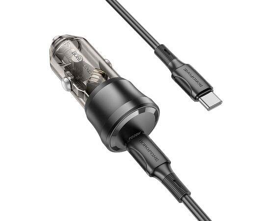  АЗУ 1Type-C 3.0A PD20W+QC3.0 быстрая зарядка для Type-C Type-C Borofone BZ24 (Transparent Black) 