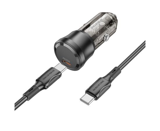  АЗУ 1Type-C 3.0A PD20W+QC3.0 быстрая зарядка для Type-C Type-C Borofone BZ24 (Transparent Black) 