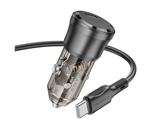  АЗУ 1Type-C 3.0A PD20W+QC3.0 быстрая зарядка для Type-C Type-C Borofone BZ24 (Transparent Black) 