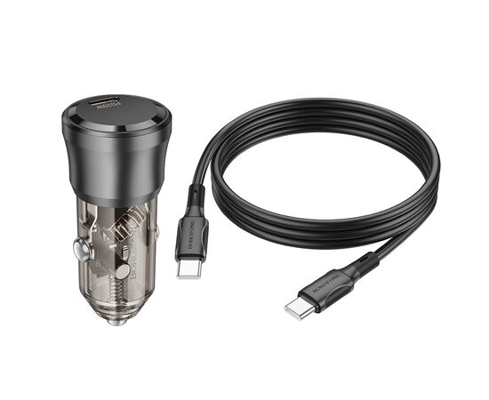  АЗУ 1Type-C 3.0A PD20W+QC3.0 быстрая зарядка для Type-C Type-C Borofone BZ24 (Transparent Black) 