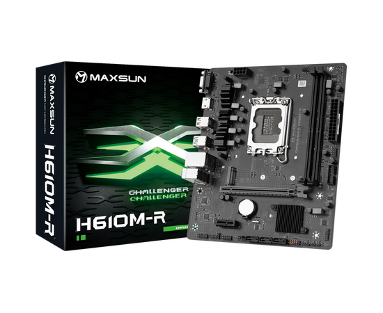  MB s1700 MAXSUN Challenger H610M-R, Intel H610, 2xDDR4-2133 МГц, 1xPCI-Ex16, 1xM.2, Micro-ATX 