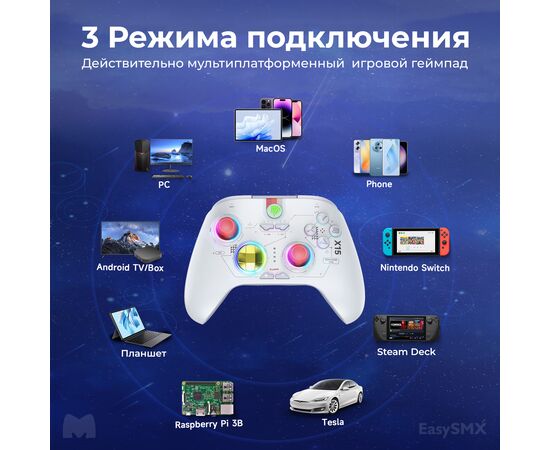  Геймпад беспроводной EasySMX X15 (VG-C448) с RGB подсветкой, звезда 
