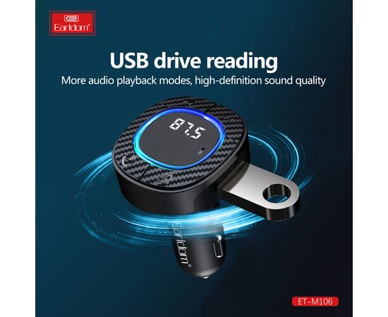  ФМ модулятор (USB, Bluetooth) Earldom ET-M106, 3.1A 