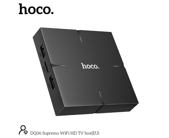  Смарт-ТВ приставка HOCO DQ06 Supremo WiFi HD черный CortexTM-A53, Android 10 version 2GB+16GB 