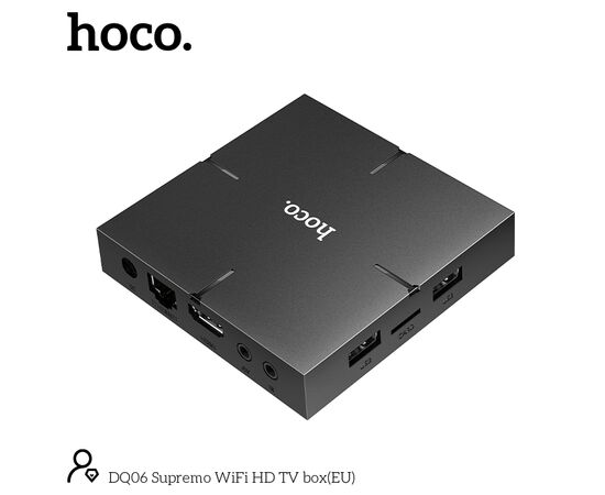  Смарт-ТВ приставка HOCO DQ06 Supremo WiFi HD черный CortexTM-A53, Android 10 version 2GB+16GB 