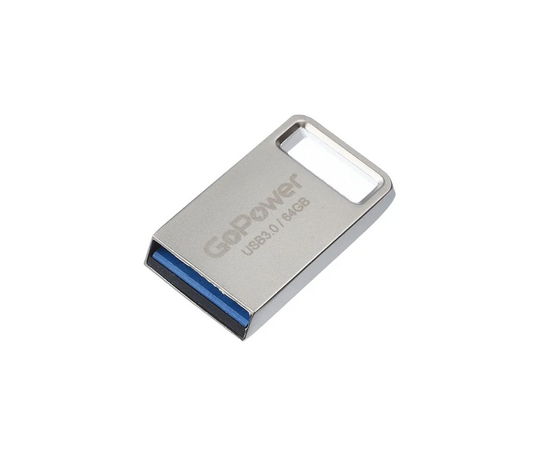  USB-флешка GoPower Mini (00-00027359) 64GB USB3.0 металл серебряный (1/50/1000) 