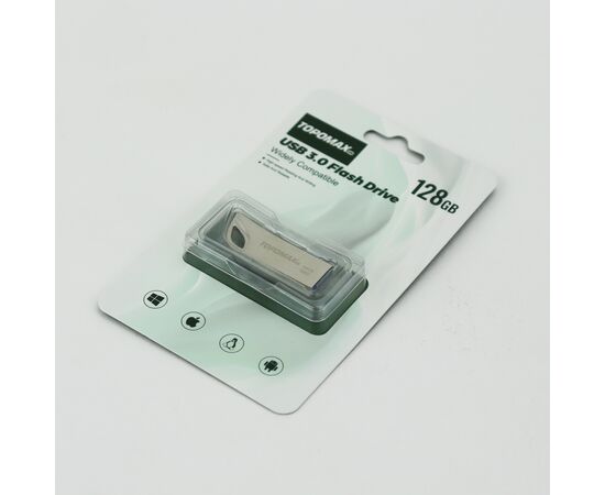  Flash Drive 128G TOPOMAX Premium TP-004 3.0 скорость чтения 80 МБ/с, записи 25 МБ/с, (металл) 