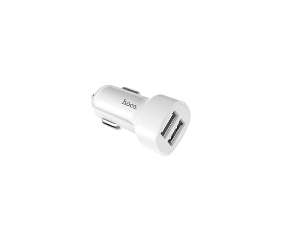  Блок питания автомобильный 2 USB HOCO Z2A, пластик, с кабелем микро USB, цвет: белый (1/28/280) 