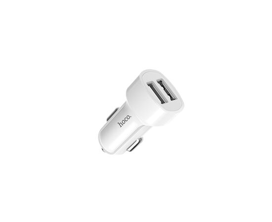  Блок питания автомобильный 2 USB HOCO Z2A, пластик, с кабелем микро USB, цвет: белый (1/28/280) 