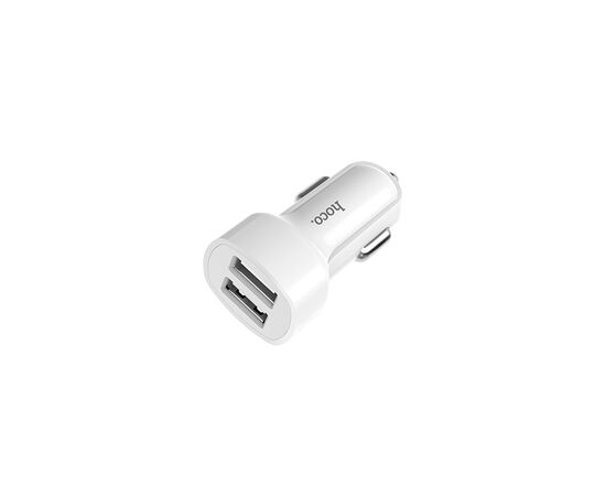  Блок питания автомобильный 2 USB HOCO Z2A, пластик, с кабелем микро USB, цвет: белый (1/28/280) 