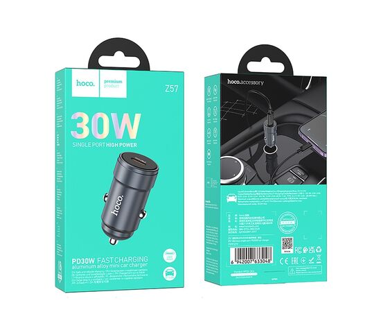  Адаптер Автомобильный Hoco Z57 Glorious single-port PD30W (metal gray) (236190) 