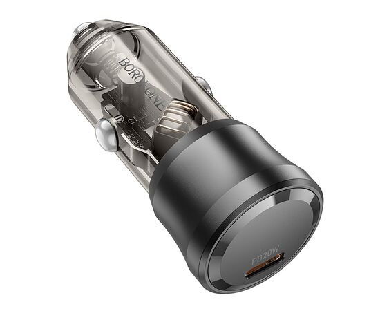  Адаптер Автомобильный Borofone BZ24 Clever PD20W (transparent black) (225105) 