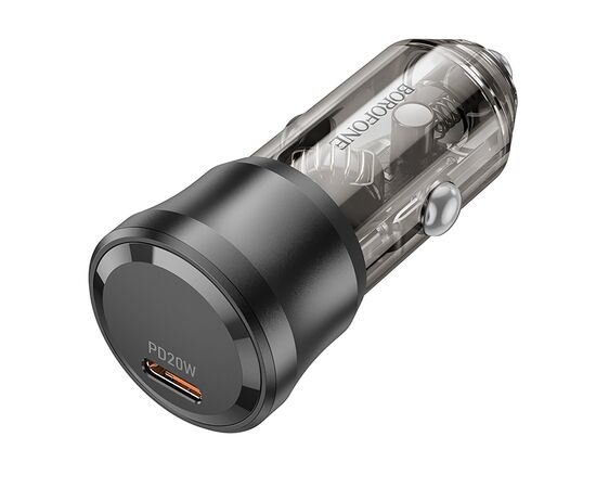  Адаптер Автомобильный Borofone BZ24 Clever PD20W (transparent black) (225105) 