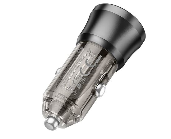  Адаптер Автомобильный Borofone BZ24 Clever PD20W (transparent black) (225105) 