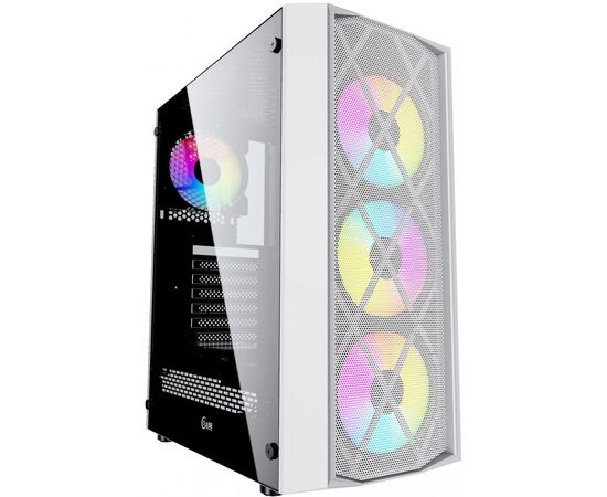  Корпус Powercase CMRMW-L4 Rhombus X4 White, Tempered Glass, Mesh, 4x 120mm 5-color LED fan, белый, ATX (CMRMW-L4) 