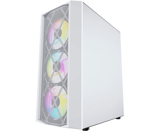 Корпус Powercase CMRMW-L4 Rhombus X4 White, Tempered Glass, Mesh, 4x 120mm 5-color LED fan, белый, ATX (CMRMW-L4) 