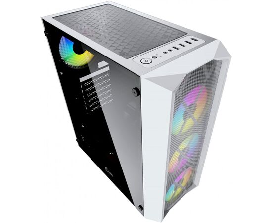  Корпус Powercase CMRMW-L4 Rhombus X4 White, Tempered Glass, Mesh, 4x 120mm 5-color LED fan, белый, ATX (CMRMW-L4) 