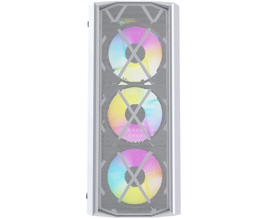  Корпус Powercase CMRMW-L4 Rhombus X4 White, Tempered Glass, Mesh, 4x 120mm 5-color LED fan, белый, ATX (CMRMW-L4) 