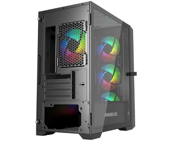  Корпус Powercase Mistral Micro X4B (CMMXB-L4), Tempered Glass, 4х 120mm 5-color fan, чёрный, mATX 