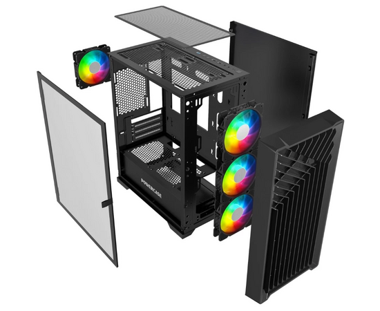  Корпус Powercase Mistral Micro X4B (CMMXB-L4), Tempered Glass, 4х 120mm 5-color fan, чёрный, mATX 